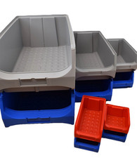 Sichtlagerboxen Gr.1/ 2/ 3/ 4/ 5 blau rot grau Stapelboxen Schraubenbox Business