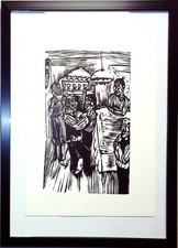 LOTHAR SELL - HOLZSCHNITT - GERAHMT