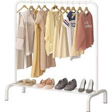 Kleiderständer Kleiderstange Metall Schuhregal Garderobe Weiß 150cm