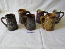 DDR Strehla Keramik 6 x Becher Trinkbecher Bierkrug Humpen Krug Shabby Chic *°*