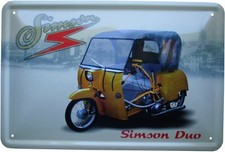 Blechschild 20x30 Simson Duo Piccolo Krause Krankenfahrzeug Zweisitzer DDR