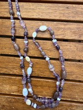 Kette Damen QVC Modeschmuck Amethyst lang 110cm mit Perlen