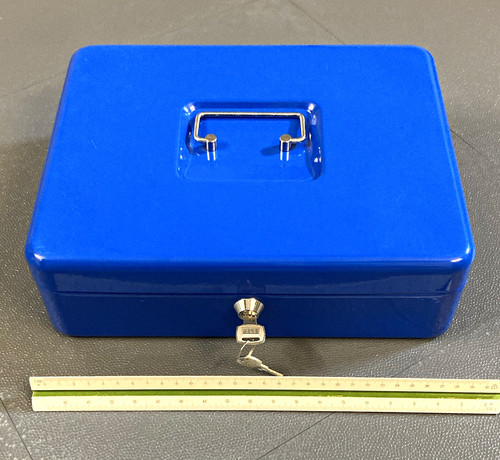 Blaue metall geldkassette - blaue, metall-geldkassette