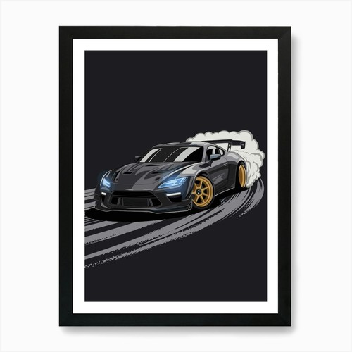 Schwarz auto sport kunstdruck - schwarz,