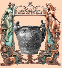 Art Nouveau WMF Mythologie Meerjungfrau Neptun Nymphe Fische Jugendstilvase 1900