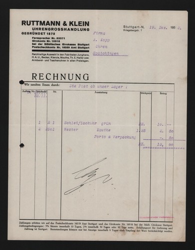 Stuttgart rechnung 1932 - rechnung,