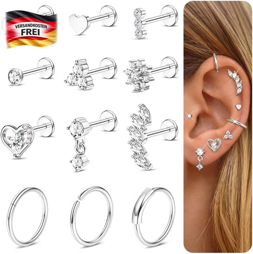 12er piercing set - 18g, ohr