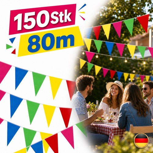 Wimpelkette 80m 150 stück - wimpelkette,