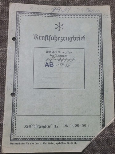 Kraftfahrzeugbrief oldtimer - kraftfahrzeugbrief, fn