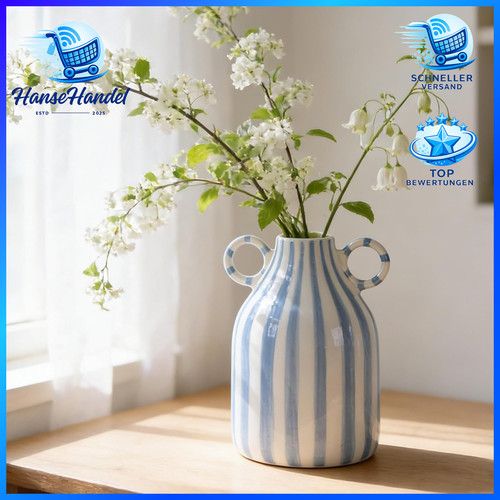 Keramik vase blau weiß - vase, blau-weiß