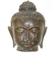 Buddah Kopf aus patiniertem Messing - 17 cm