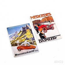 Set of 2 Vintage Tin Postcards