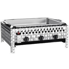 3-flammiger Wurstbräter Grill mit Edelstahlpfanne und Schlauch Gastrobräter