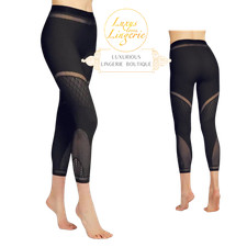 SHURI 7/8 LEGGINGS by Wolford S Small black schwarz Hose Netz Eleganter Bund