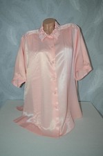 NEU-Nassglanz EDEL Shiny Satinbluse Plissee Longbluse GLÄSER rosa, Gr. XL 48 50