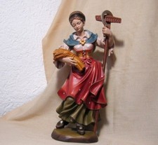 Heilige Notburga handgeschnitzt Bäuerin Südtirol Prinoth Kastelruth 38 cm gefaßt