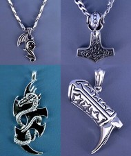 Kettenanhänger Thors Hammer mit Skull Motiv Flügel Stiefel Wappen Tigerkreuz neu