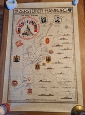 Seekarte, Marine, Zerstörer Hamburg, Rarität, Sammlerstück, 1982