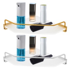 2-Stufiges Acryl Eck-Duschregal Eckregal ohne Bohren Badezimmer Organizer Silber