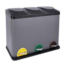 B-Ware Treteimer Abfalleimer Mülleimer Mülltrennung Edelstahl 45L Papierkorb