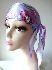 Bandana Schal *Flower Power* Hippie LILA NEU 70er Schlagermove Karneval Fasching