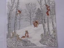 3 Servietten PPD Weihnachten Ecureuil Hiver Winter Eichhörnchen im Winterwald