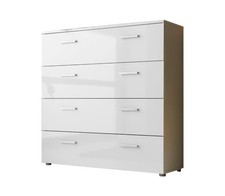 Schubladen Kommode Sideboard Highboard Anrichte Schrank MALAGA 3 weiß Hochglanz