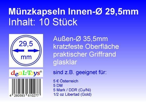 Münzkapseln 5 mm - 10, 29,5