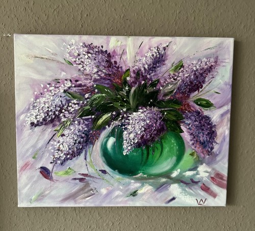 ölbild flieder handgemalt auf - Ölbild,