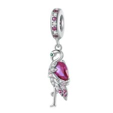Flamingo pink Charm Anhänger Silber S925 Geschenk Gliederarmband Frauen Mädchen