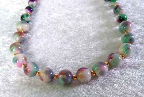 Multi color jade halskette - multi-color,