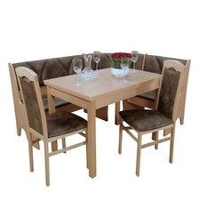 Truheneckbankgruppe Buche natur/ Mikrofaser Schoko Eckbankgruppe Eckbankgarnitur