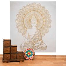 Wandteppich Tagesdecke Wandbehang Deko Tuch Buddha Meditation Gold XXL Boho Goa