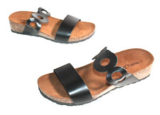 NEU MADE IN ITALY PANTOLETTE SANDALETTE SCHLAPPEN WEDGE FUßBETT 39 LEDER #3-8 #