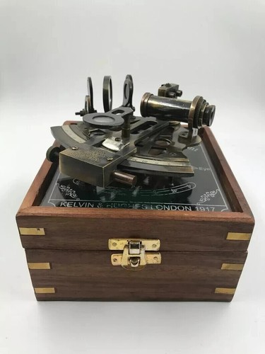 Sextant mit holzkiste - sextant, echtes