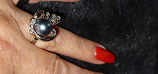 Designer Damen Ring dunkle PERLE+Swarovski*Strass rhodiniert Gr. 17**GESCHENK