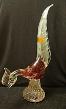 Vetro Artistico Veniziano Murano Glas Fasan/Hahn Handmade 30 cm Rot Grün