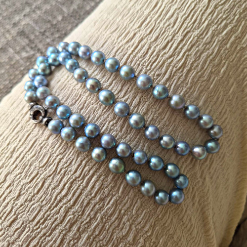 Vintage perlenkette grau blaue - perlenkette, grau/blaue