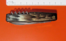 Altes Klappmesser Sammlerstück Griffschale Rinderhorn 6-teilig INOX, 60er Jahre