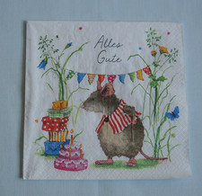 5 Servietten MAUS Alles Gute Girlande Geschenke Torte Serviettentechnik Geburtst