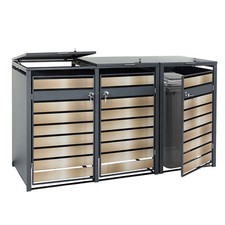 3er Mülltonnenverkleidung MCW-J81, Mülltonnenbox, gold