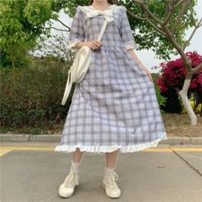 Damen Retro Kariert Kleid