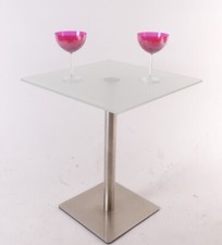 Glastisch satiniert Beistelltisch viereckig H55,5cm x 45cm x 45cm Edelstahl Fuss