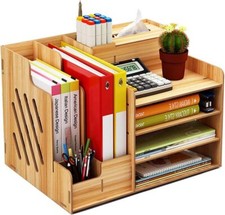 Schreibtisch Organizer aus Holz Büro Organizer Dokumentenablage Stifthalter NEU