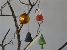 4 alte Ornamente, Weihnachtsschmuck –Christbaumschmuck, Biedermeier, ... 5D238-3