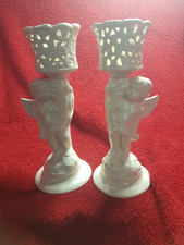 Antik Engel Kerzenhalter mit Bodenmarke, alt & Original