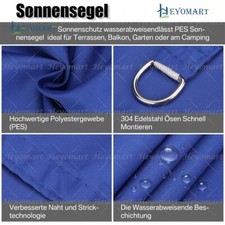Sonnensegel WASSERDICHT Sonnenschutz Windschutz UV-Schutz Dreieck Rechteck DE