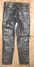 Herren- Schnür- LEDERJEANS / Biker - Lederhose in schwarz in ca. W31 / L29