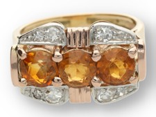 Citrin Diamant Ring Damen in 585 Gelbgold, Rosegold und Weißgold