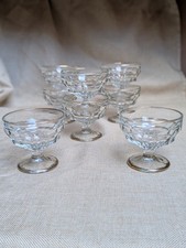 Vintage Jakobin Pressglas Eisbecher Schalen - 8er Set Dessertschalen mit Fuß